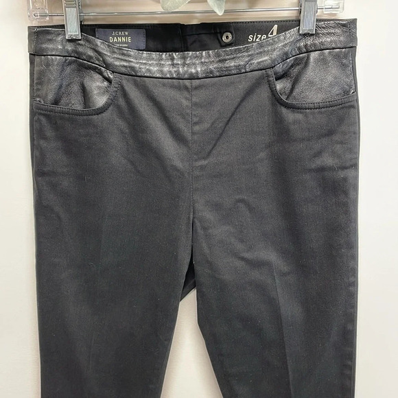 J. Crew Dannie Skinny Ankle Pant Exposed Back Zipper Faux Leather Trim Black 4 - Picture 2 of 16